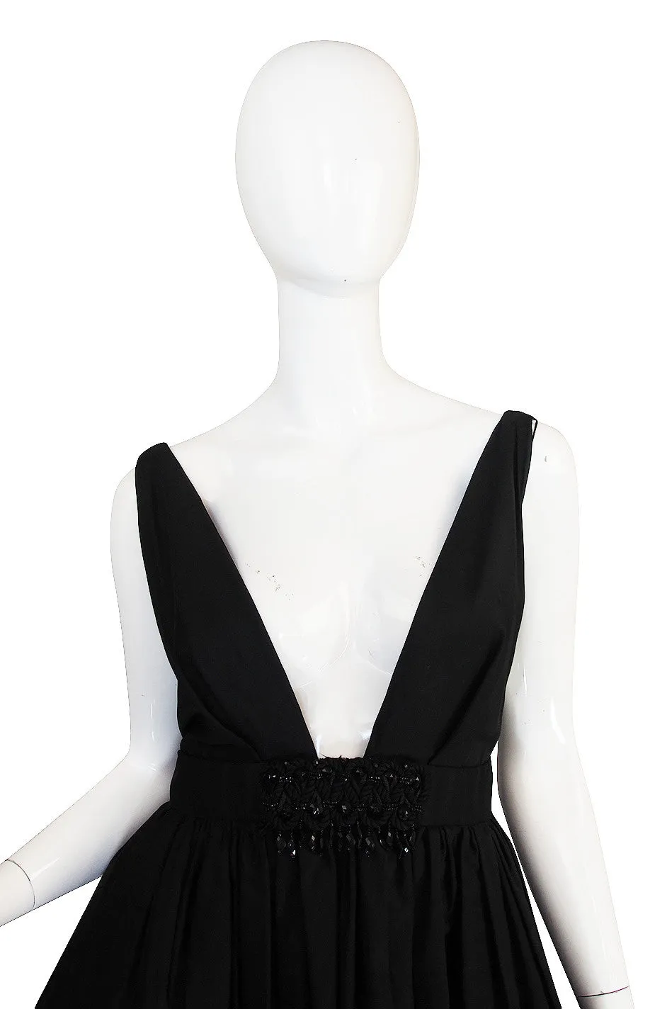 c1967 Plunging Black Silk George Halley Gown
